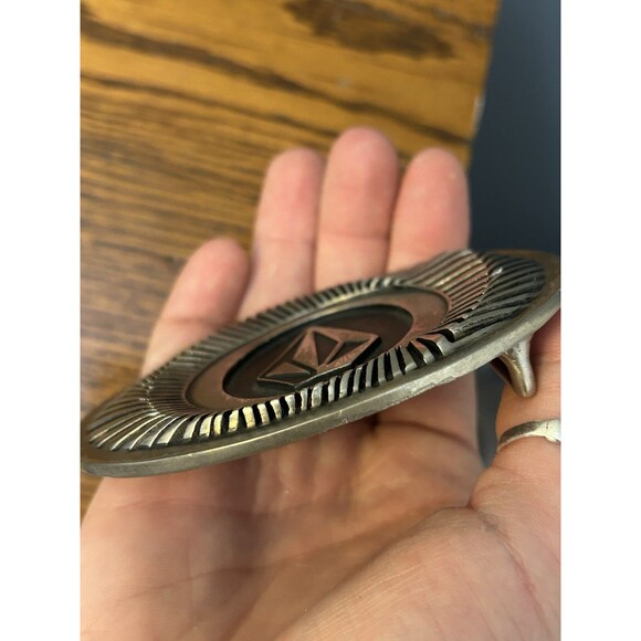 Vintage Volcom Belt Buckle Silver and Black 3D Embossed Cast Metal Skater Retro - Picture 4 of 5
